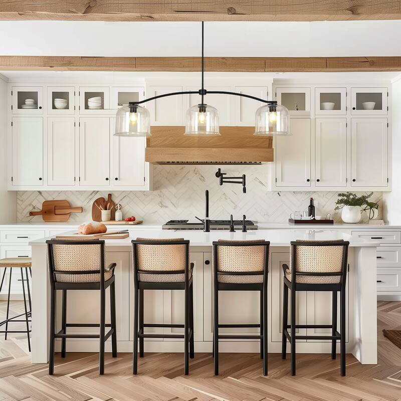 Modern Industrial Large 56"W Black 3-Light Linear Island Chandelier for Kitchen Island Dining Room - 55.9" W x 12" D x 14.2" H