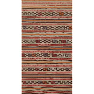 Hand Woven Oriental 100% Wool Carpet Southwestern Tribal Multi-Colored Kilim Area Rug - 8' 7'' X 4' 8''