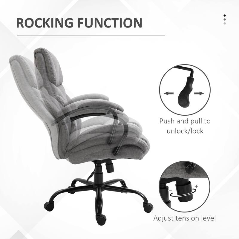 Ergonomic Big and Tall Office Chair, 500lbs Capacity, Adjustable Height, Linen Fabric, Swivel Wheels for Comfort and Support