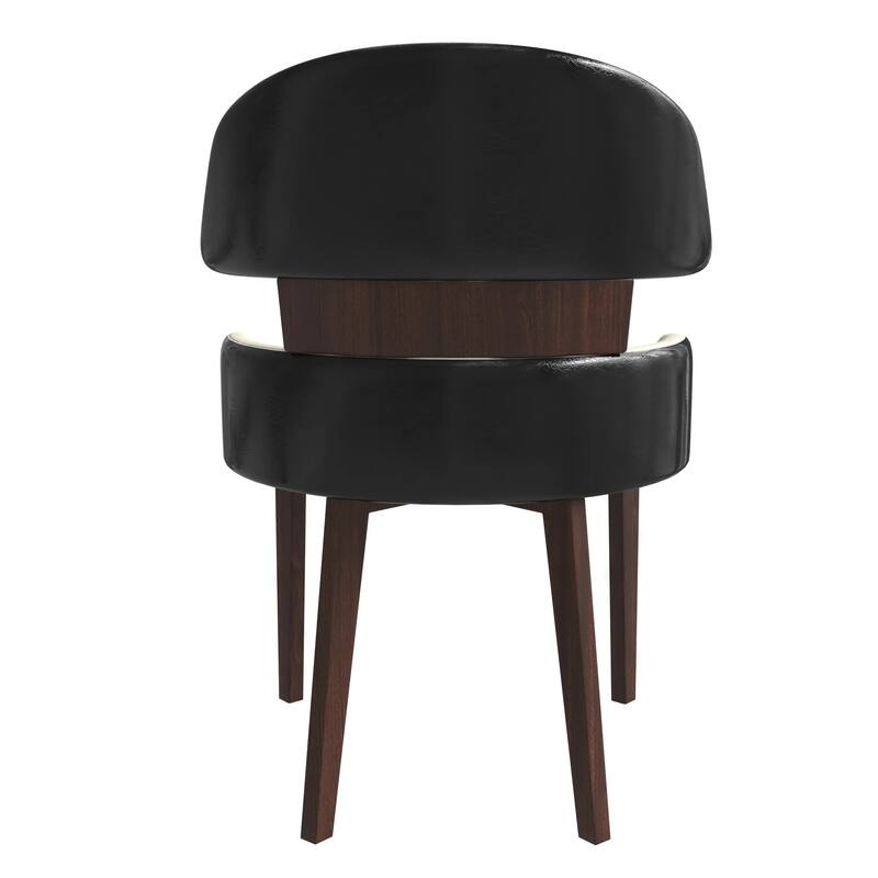 Ethos Leather Dining Chair with Rubberwood Legs Curved Back Accent Chair for Kitchen and Dining Room Set of 2