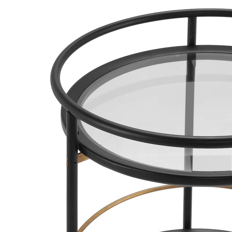 Christopher Knight Home - Aurelia Modern Round Bar Cart with Tempered Glass Shelves