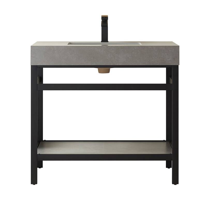 Miseno MV702536-NM Funes 36" Free Standing Single Basin Vanity Set - Matte Black / Gray - Anthracite Finish