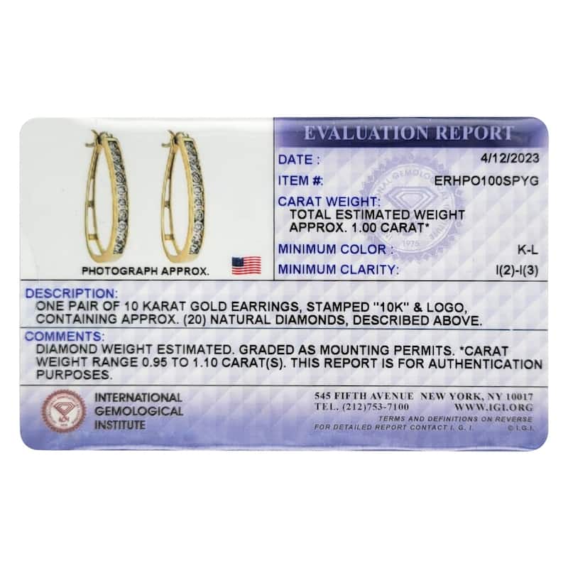 Marquee 10k Yellow Gold 1ct TDW Round Channel-set Diamond Hoop Earrings