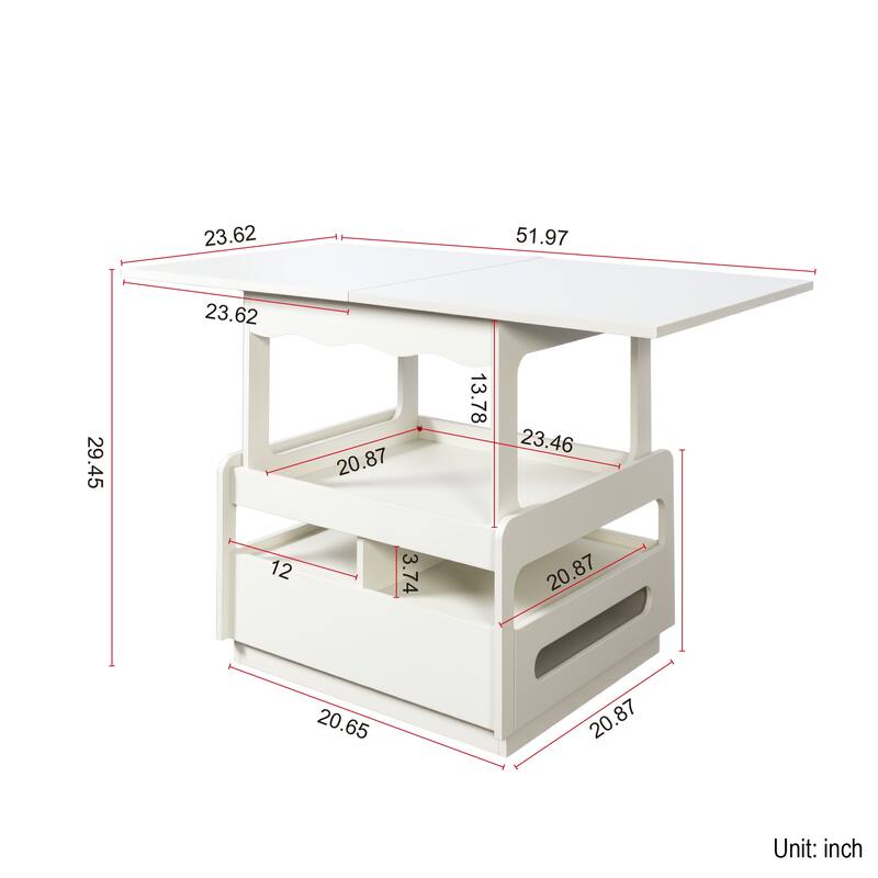 3 in 1 deformed Coffee Tables with Storage Cabinet for Living Room,Coffee Table with for Dining Room