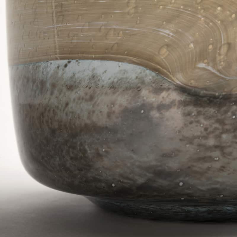 9'' Blue & Brown Seeded Glass Vase – Coastal Bubble Glass Accent for Tabletop, Mantle, or Bookshelf - 10" x 10" x 9"