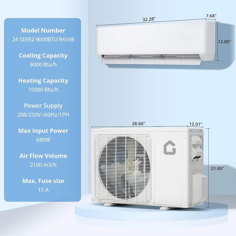 9000 Btus Mini Split Air Conditioner Include Installation Kit Cool Up to 450 Sq. Ft. - N/A