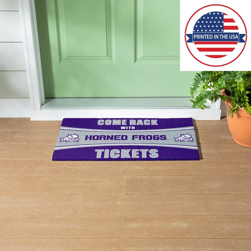 TCU 28 in. x 16 in. PVC "Come Back With Tickets" Trapper Door Mat