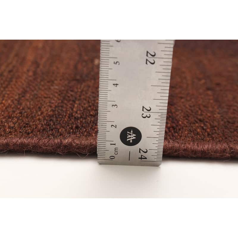 ECARPETGALLERY Flat-Weave Natural Dark Brown Wool Tapestry Kilim - 2'8 x 10'11
