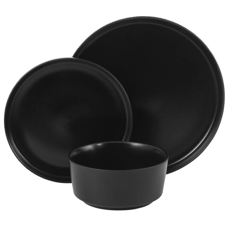 Gibson Home Dempsey Road 12-Piece Durable Modern Embossed Stoneware Dinnerware Set - Service for 4