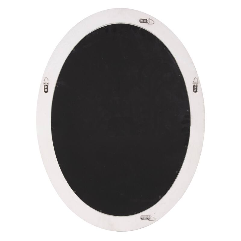 Allan Andrews White Oval Wood Framed Beveled Wall Mirror