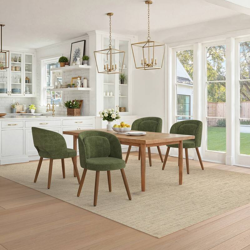 Linen Dining Chairs Set of 2/4/6 with Solid Wood Legs, Modern Kitchen Chairs with Lumbar Pillow for Dining Room Beige