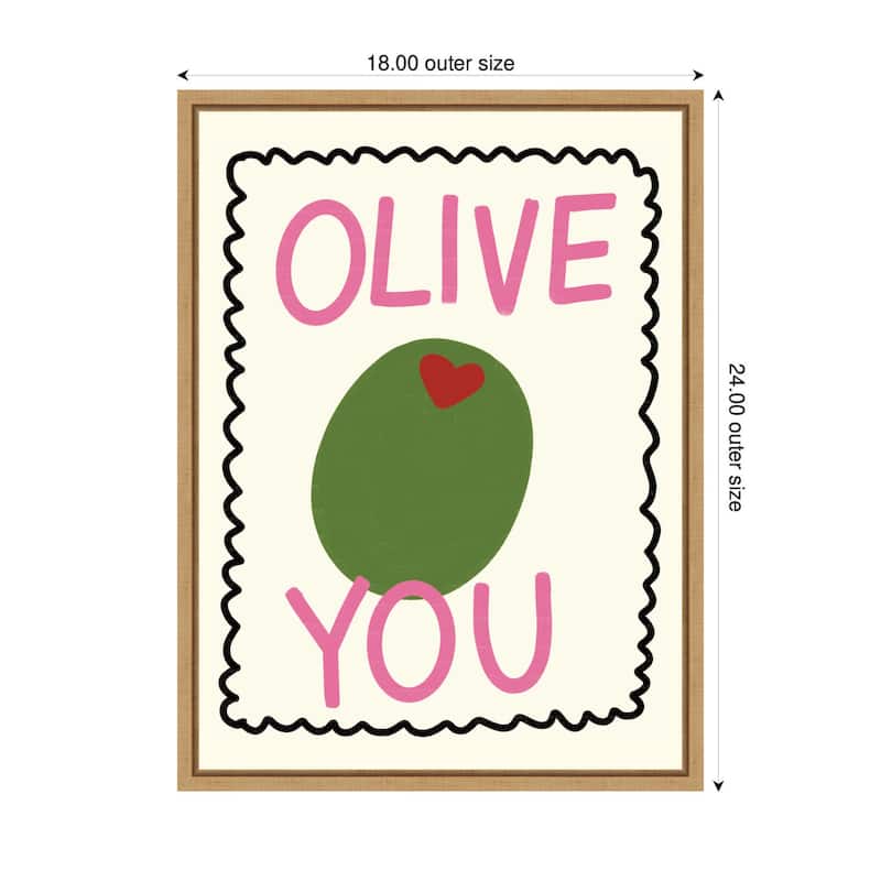 Kate and Laurel Olive You by Megan Ryan Framed Canvas Wall Art Print
