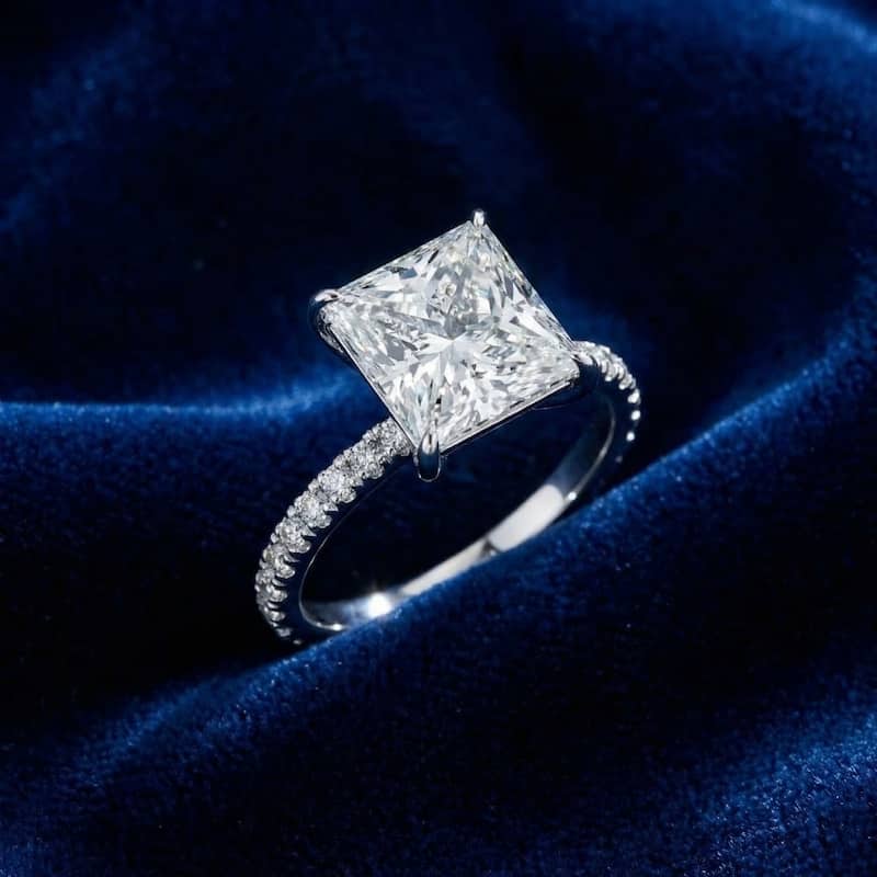 Bliss Diamond 4 1/2 Ct Princess Cut Diamond Engagement Ring Lab Grown in White or Yellow Gold