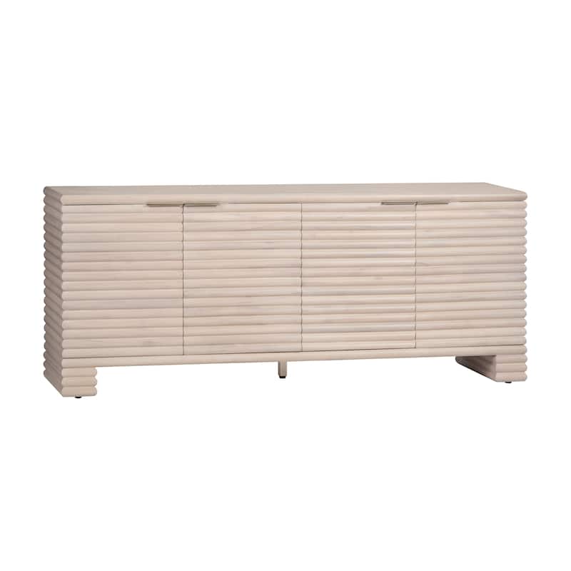 80.12 in. Cream Solid Wood 4 Door Media Credenza_Sideboard