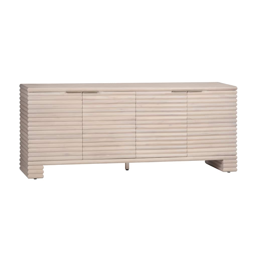 80.12 in. Cream Solid Wood 4 Door Media Credenza_Sideboard