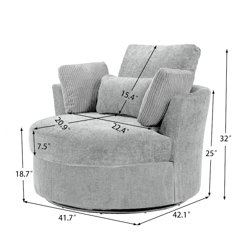 Modern Swivel Chair with Pillows for living room