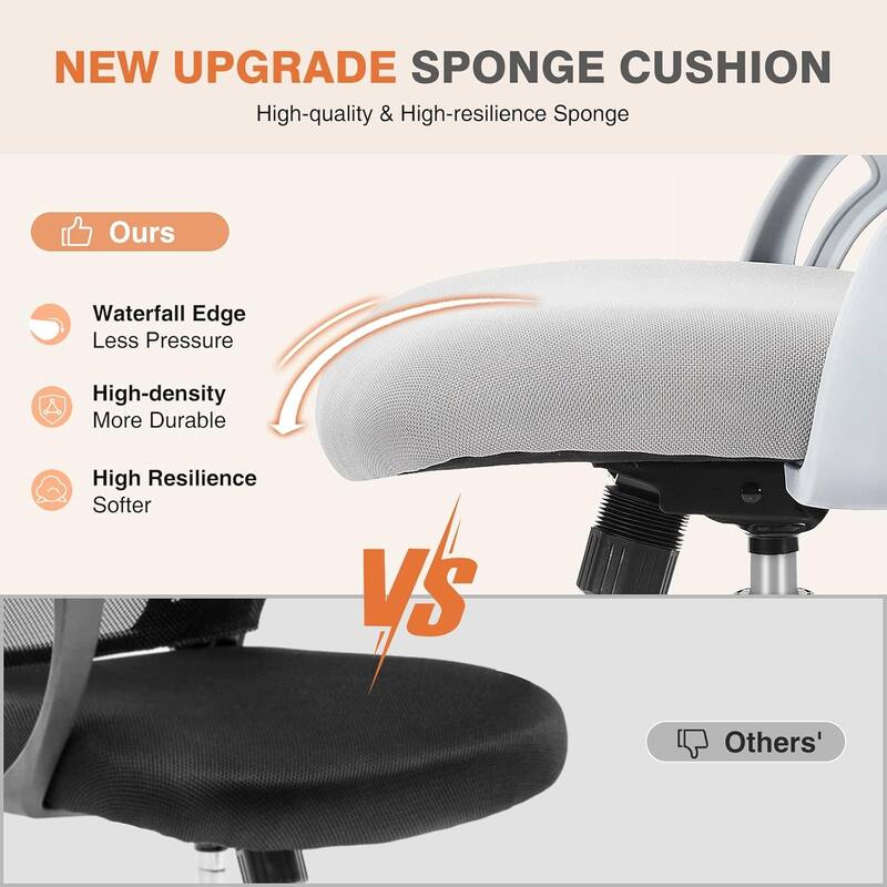 Office Computer Desk Chair, Ergonomic Mid-Back Mesh Rolling Swivel Task Chairs, Comfortable Lumbar Support, Comfy Flip-up Arms