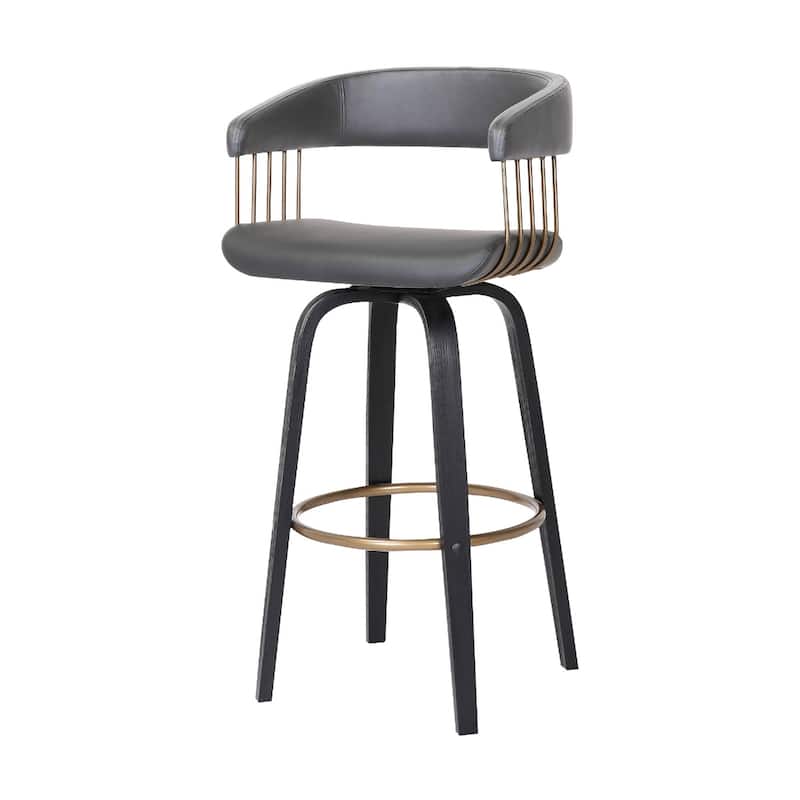 Modern Faux Leather Swivel Bar Stool with Full Back and Bucket Seat