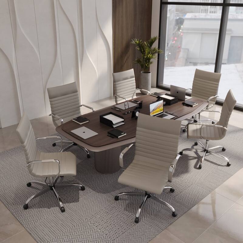 Harris Modern High-Back Leather Executive Office Chair with Steel Frame, Adjustable Height, Tilt Lock, & Swivel for Home/Office