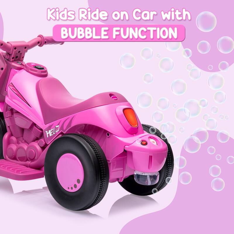 6V Battery-Powered Electric Motorcycle Ride-On Bubble Car for Kids Best Gift
