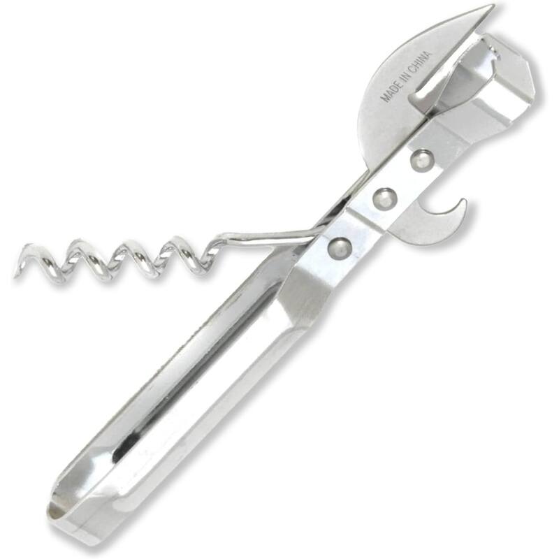 Chef Craft 3-in-1 Durable Metal Can Opener, Cork Screw and Bottle Opener - 1 Pack
