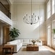 preview thumbnail 4 of 13, LALUZ Modern Transitional 2-Tier 12-Light Black Wheel Chandelier for Large Living Dining Room Entryway - Dia. 48.8" x H 31.5"
