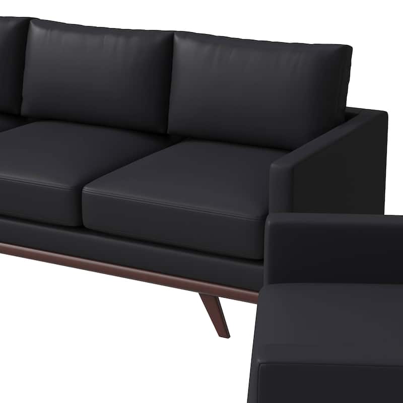 3-Piece Sofa Set Upholstered in Leather with Birch Wood Base Chester Collection