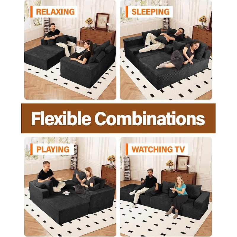 WINSOON 135"x69" Plush Modular Sectional Sofa with Pillows