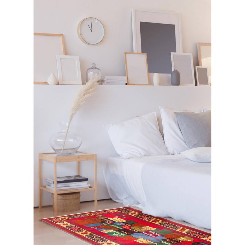 ECARPETGALLERY Hand-knotted Teimani Red Wool Rug - 3'4 x 6'1