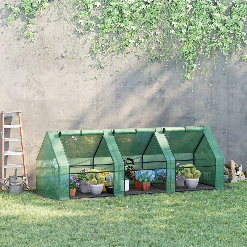 Outsunny Outdoor Portable Flower Plant Garden Greenhouse Kit - 9' x 3' x 3'
