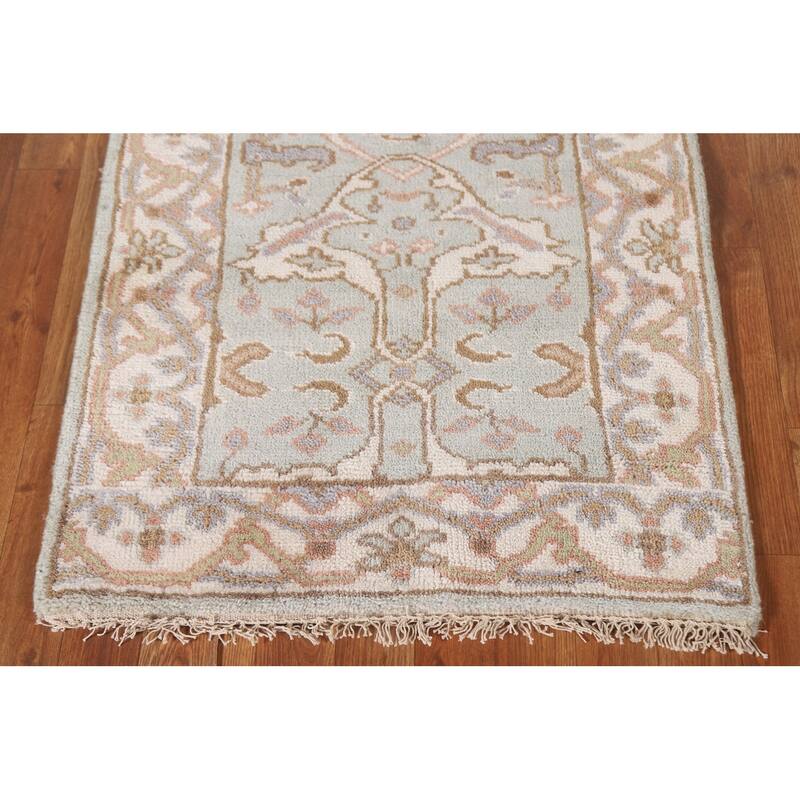 Oushak Indian Runner Rug Hand-Knotted Wool Carpet - 2'7"x 9'11"