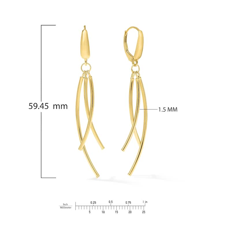 Clover 14K Gold Diamond-Cut Curved Drop Earrings - Yellow Gold or Two-Tone