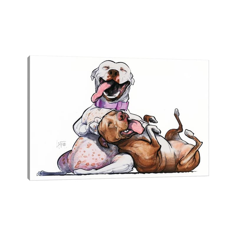 iCanvas "Pit Bull BFFs" by Canine Caricatures Canvas Print