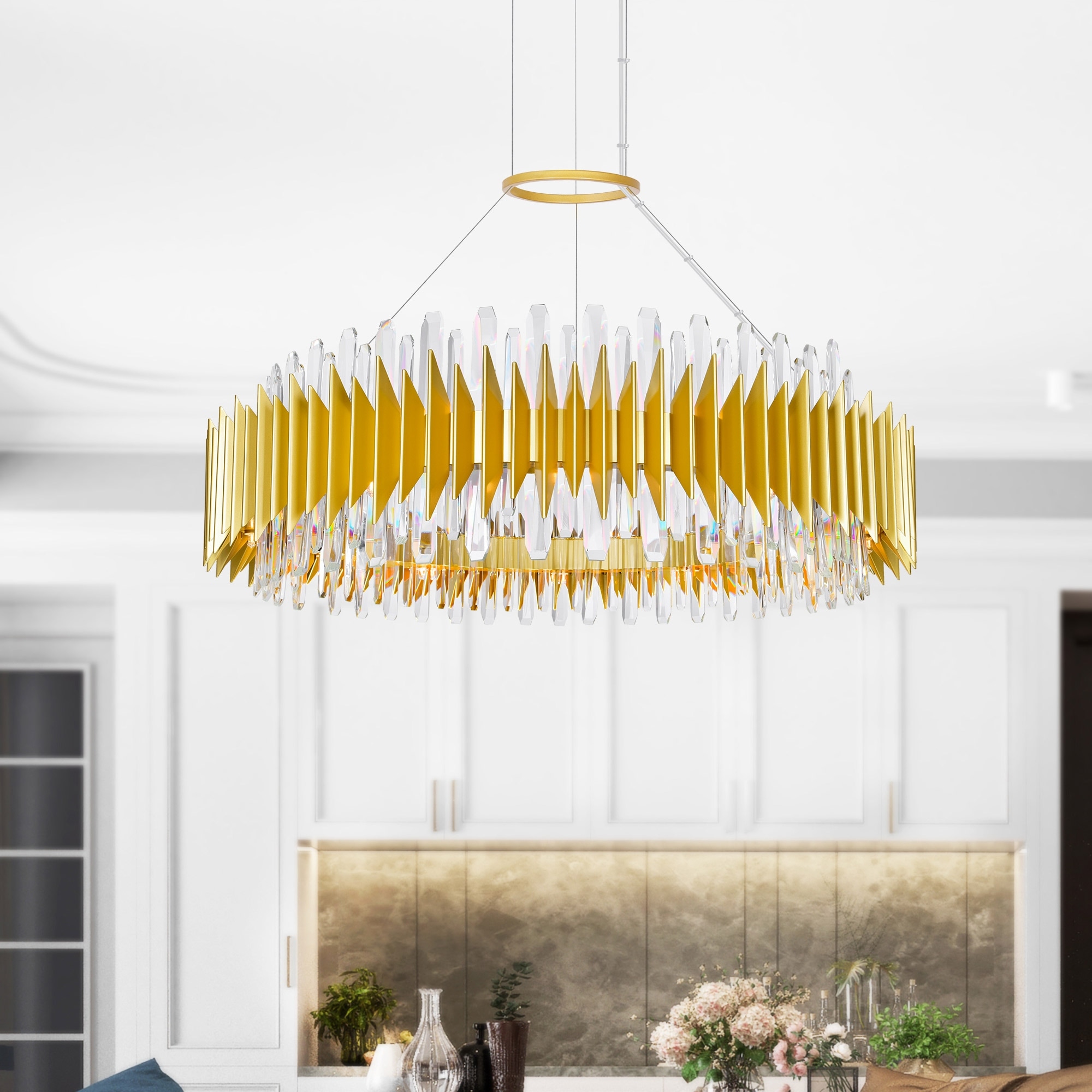 CWI Lighting Cityscape 24 Light 39in Satin Gold Chandelier - Satin Gold