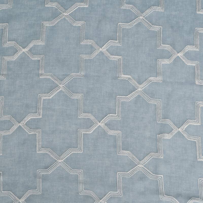 Superior Decorative Quatrefoil Embroidered Sheer Curtain Set with 2 Panels