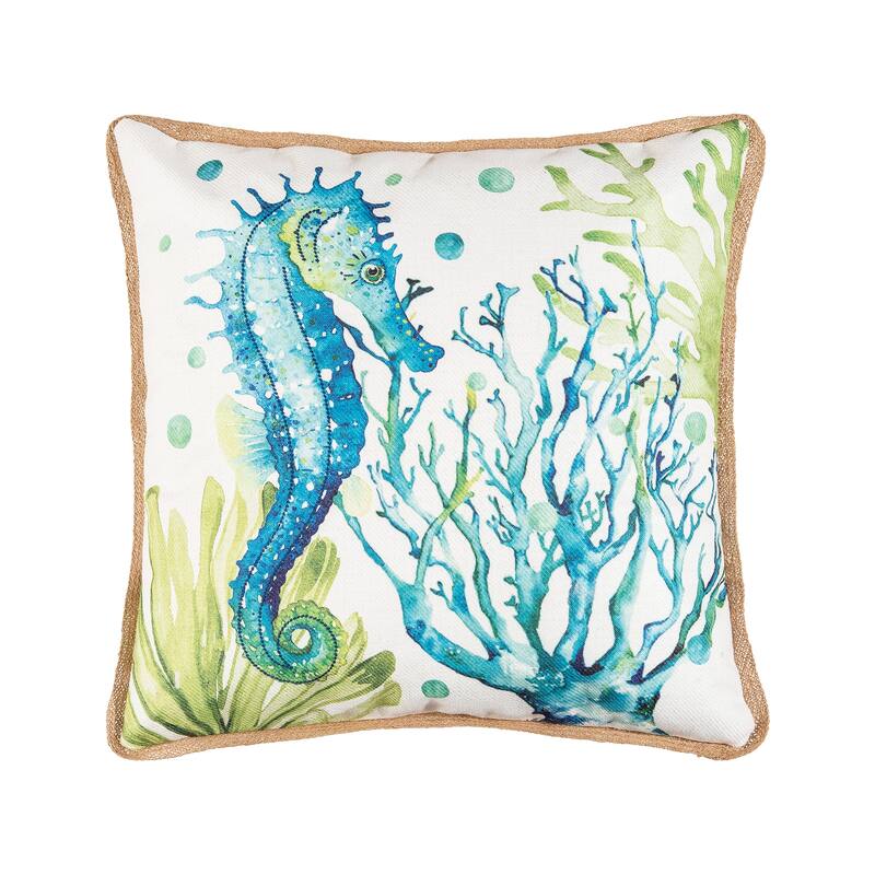 18" x 18" Sea Life Embroidered Throw Pillow