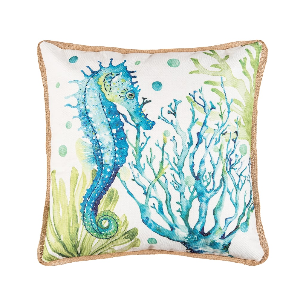 18" x 18" Sea Life Embroidered Throw Pillow