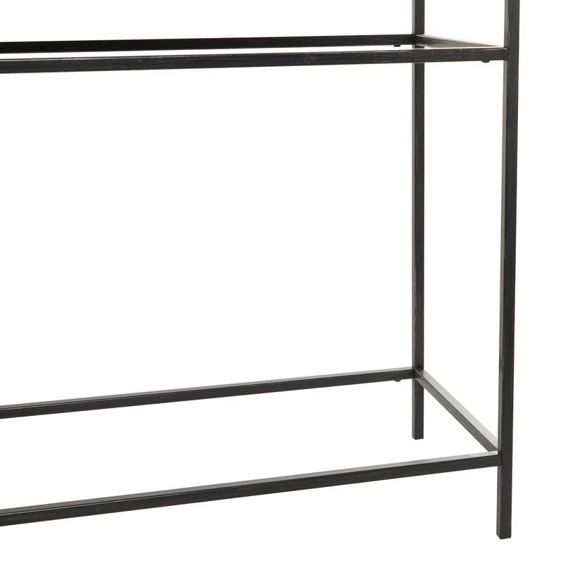 Black Metal Console Table with Brown Wood Top - 48 x 16 x 30