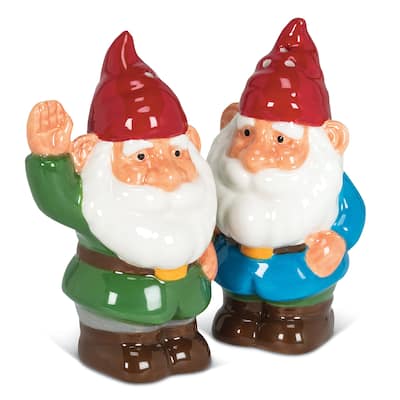 Garden Gnomes Ceramic Salt and Pepper Shakers Set - 1.5 x 3.5 x 3.5