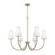preview thumbnail 1 of 2, 37.25" W x 26.5" H 6-Light Transitional Chandelier with Tapered Soft White Glass - 37.25"W x 33.25"H Aged Brass