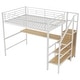 preview thumbnail 27 of 26, Full Size Loft Bed with Storage Staircase and Wardrobe, Modern Metal Loft Bed Frame with Desk, Charging Station and LED Light