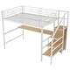 preview thumbnail 16 of 30, Full Size Metal Loft Bed with Desk, Storage Staircase, Small Wardrobe and LED Light