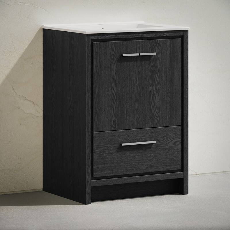 Virage 24" Freestanding Bathroom Vanity In Black Oak With Sink Top - 24