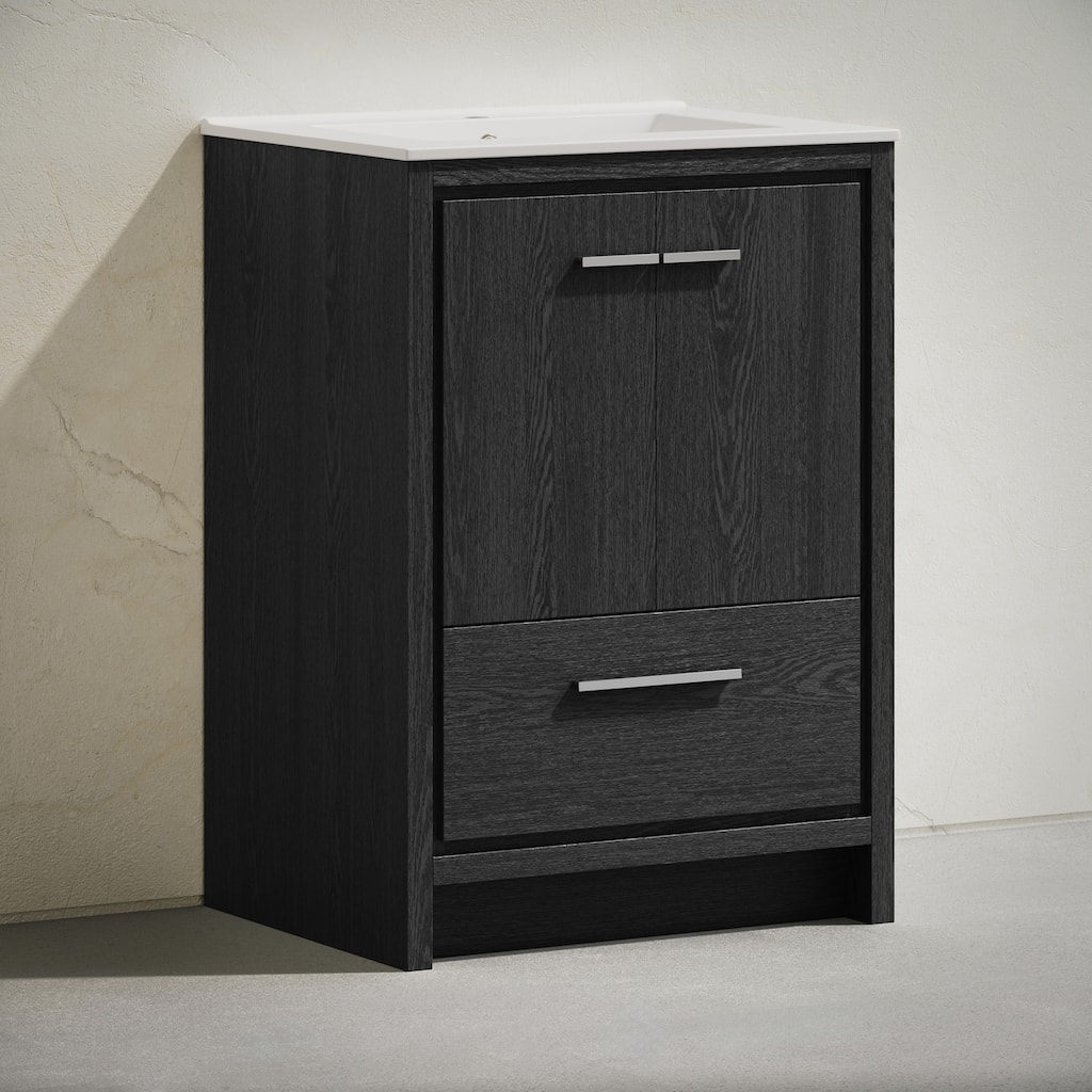 Virage 24" Freestanding Bathroom Vanity In Black Oak With Sink Top - 24