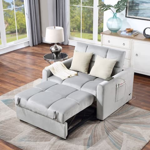 Sleeper Sofa Bed, Adjustable Oversized Armchair with Dual USB Ports for Small Space