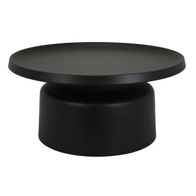Ricca Plant Stand Table, Black Metal, Round 29 Inch Top, Pedestal Base