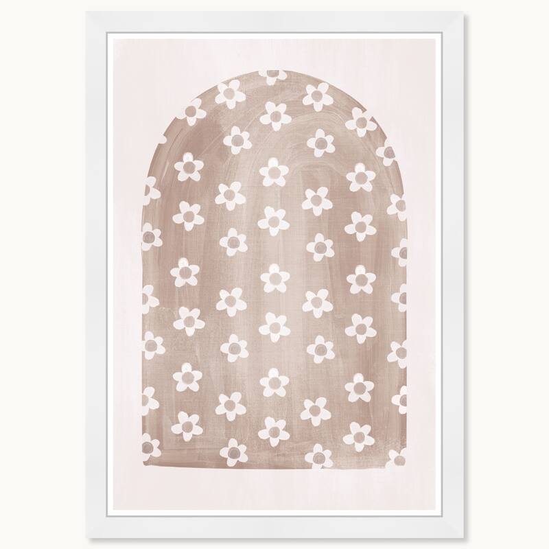 Wynwood Studio Faded Floral Arch Ii Framed Boho Floral 1 Piece Canvas Wall Art - 15 x 21 - White