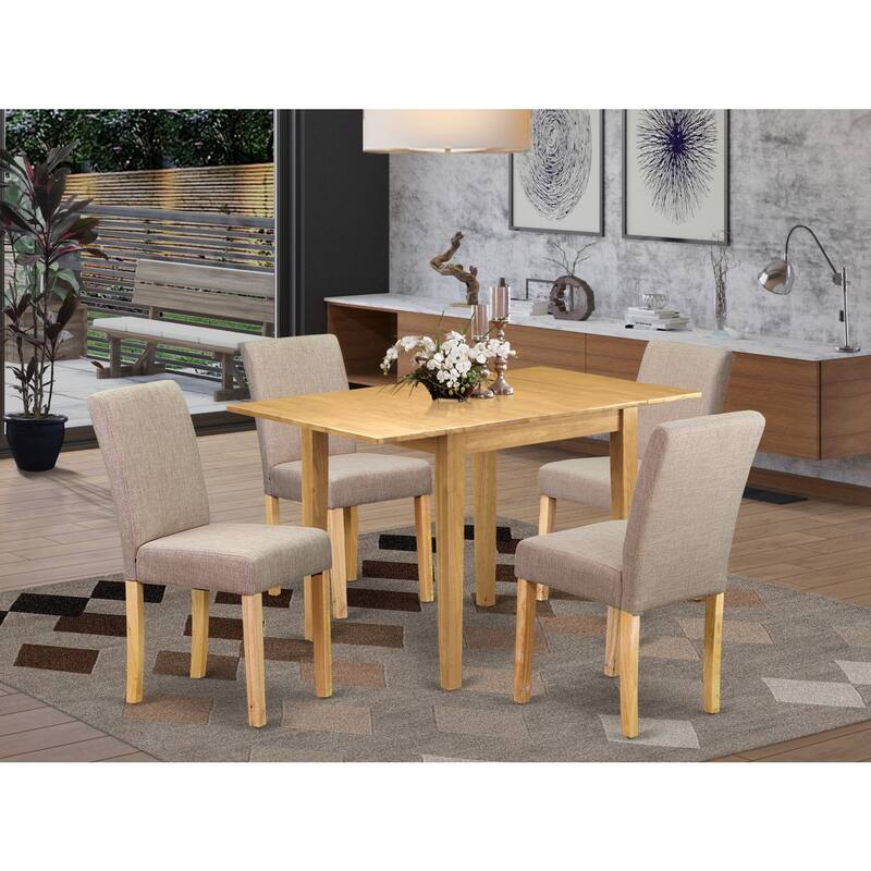 HomeStock 5-Piece Natural Oak Finish Solid Wood Top - Dining Room Set (Seats-4)