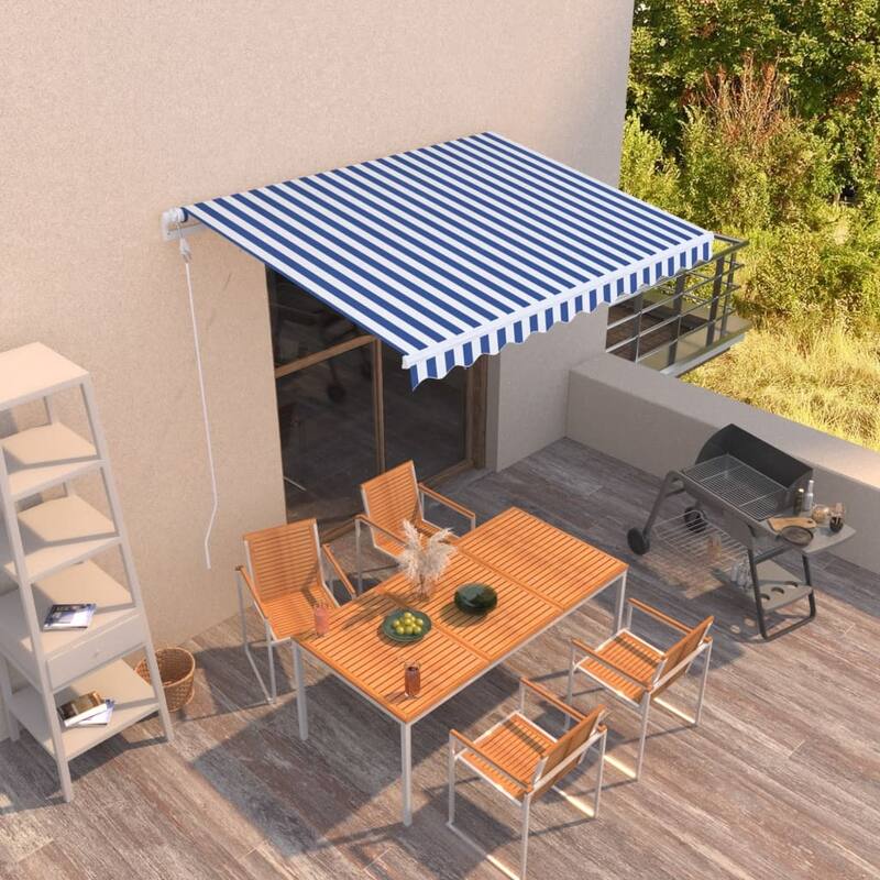 vidaXL Electric Awning Retractable Canopy Sunshade Shelter for Garden Porch - Blue - 118.1" x 98.4"