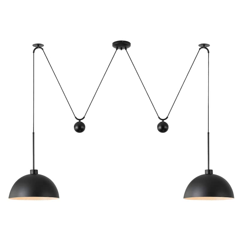 Starsky Modern 2-Light Pendant Island Light Fixture, W-Shaped Hanging Lights with Adjustable Cord and Metal Sliding Weights